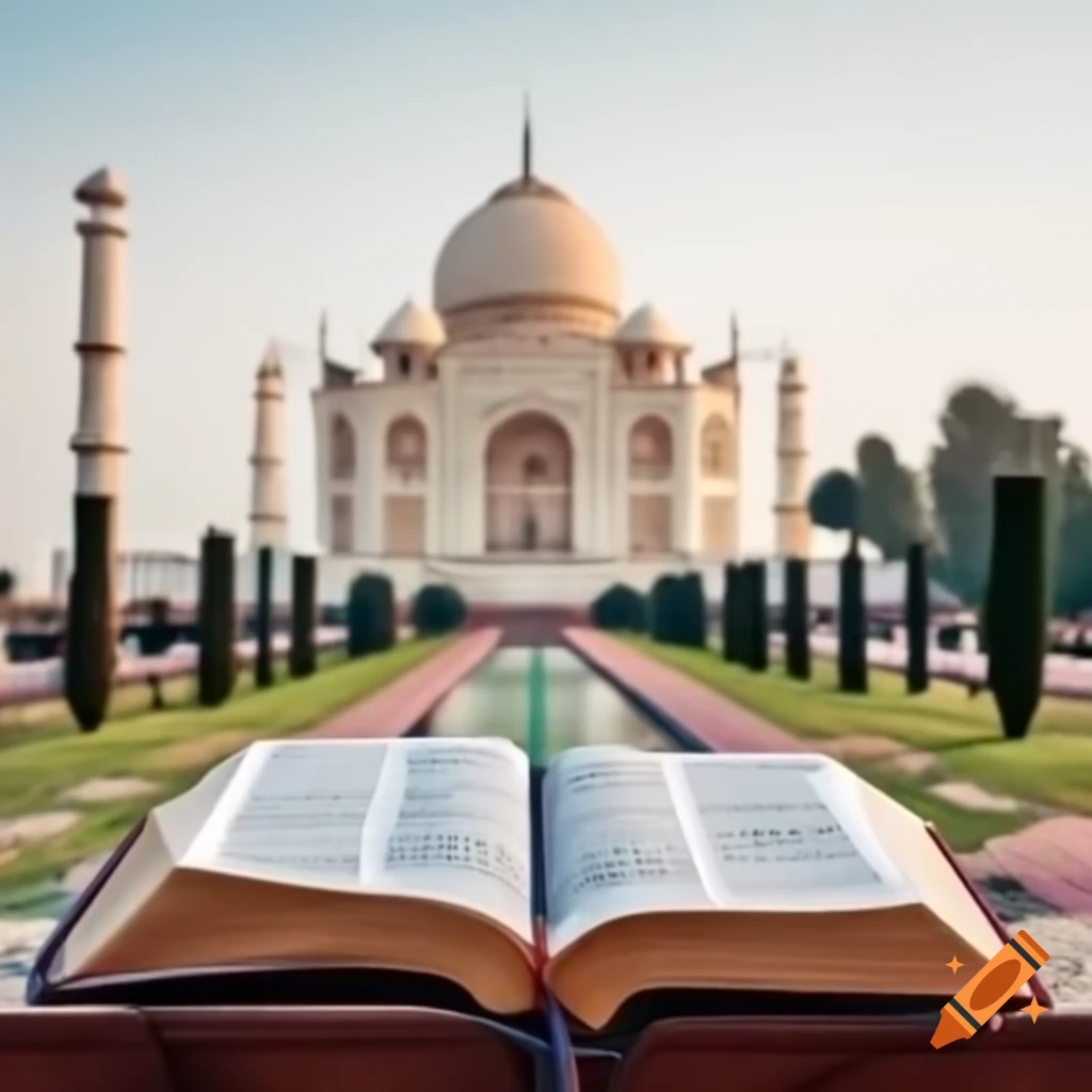 Bible placed in front of Taj Mahal