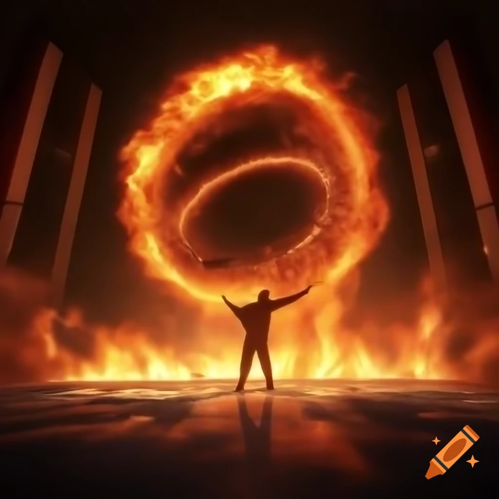 The Weeknd performing on stage with flames and pyrotechnics