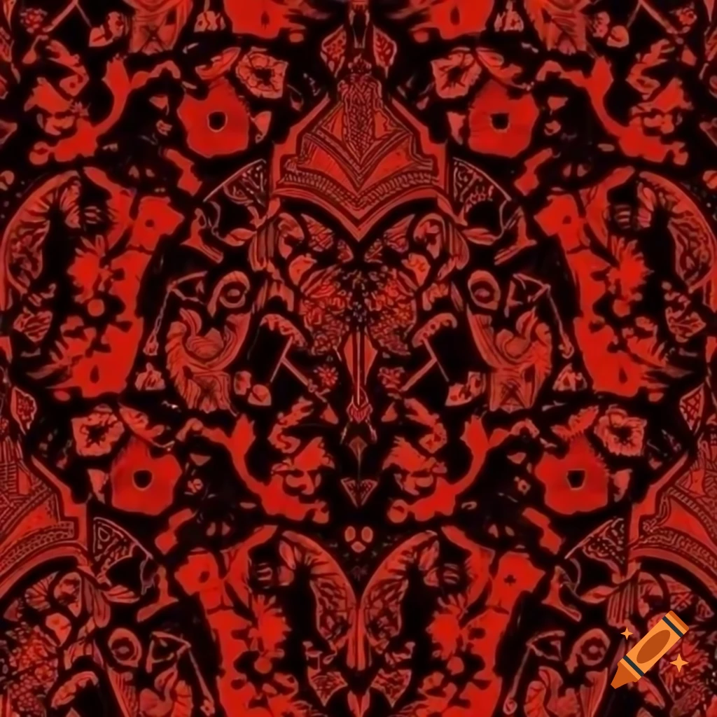 Red Damascus Rococo Jacquard Paisley pattern background