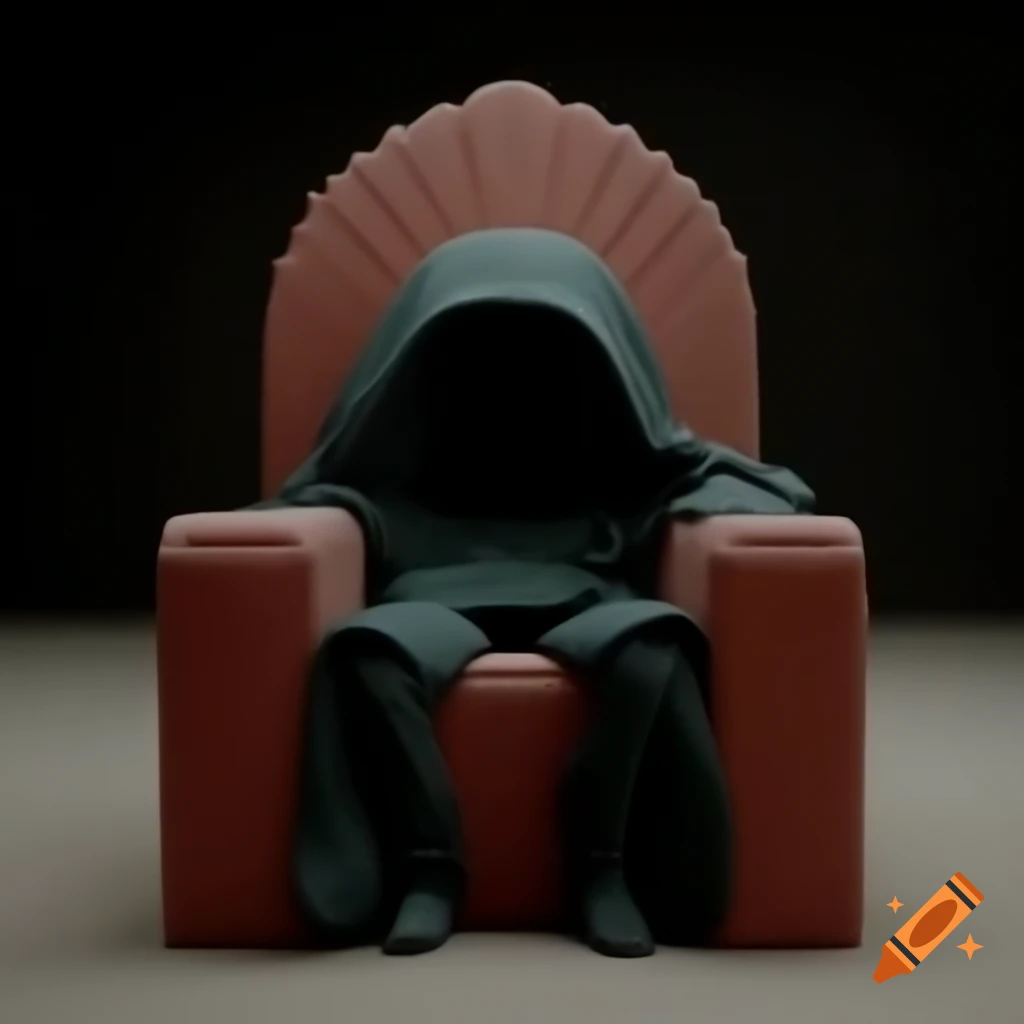Boxy throne designed as a hollow seated figure