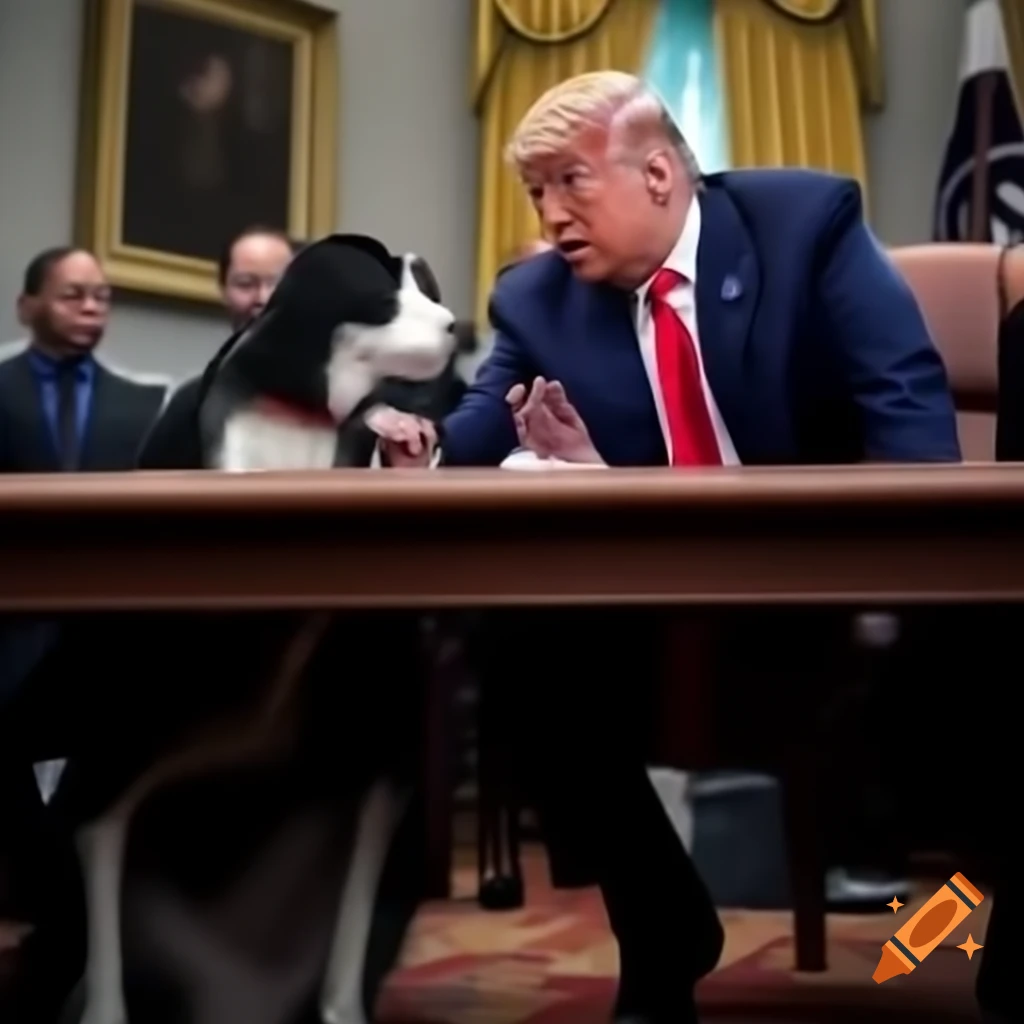Satirical scene of a political figure engaging in a comical conflict to protect pets