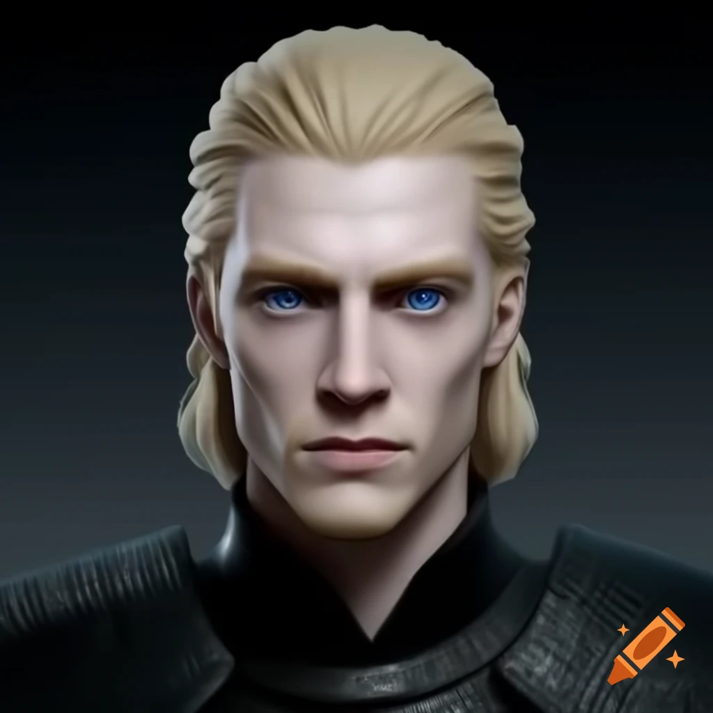Blonde-haired male blade master in black attire with dawn sword, inspired by fantasy themes
