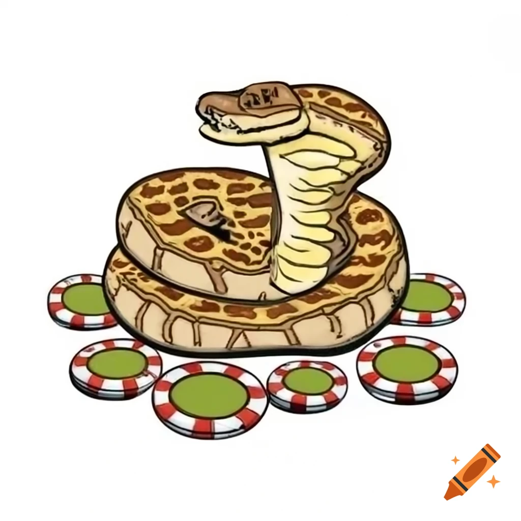 Diamondback rattlesnake coiling on table eyeing poker chips