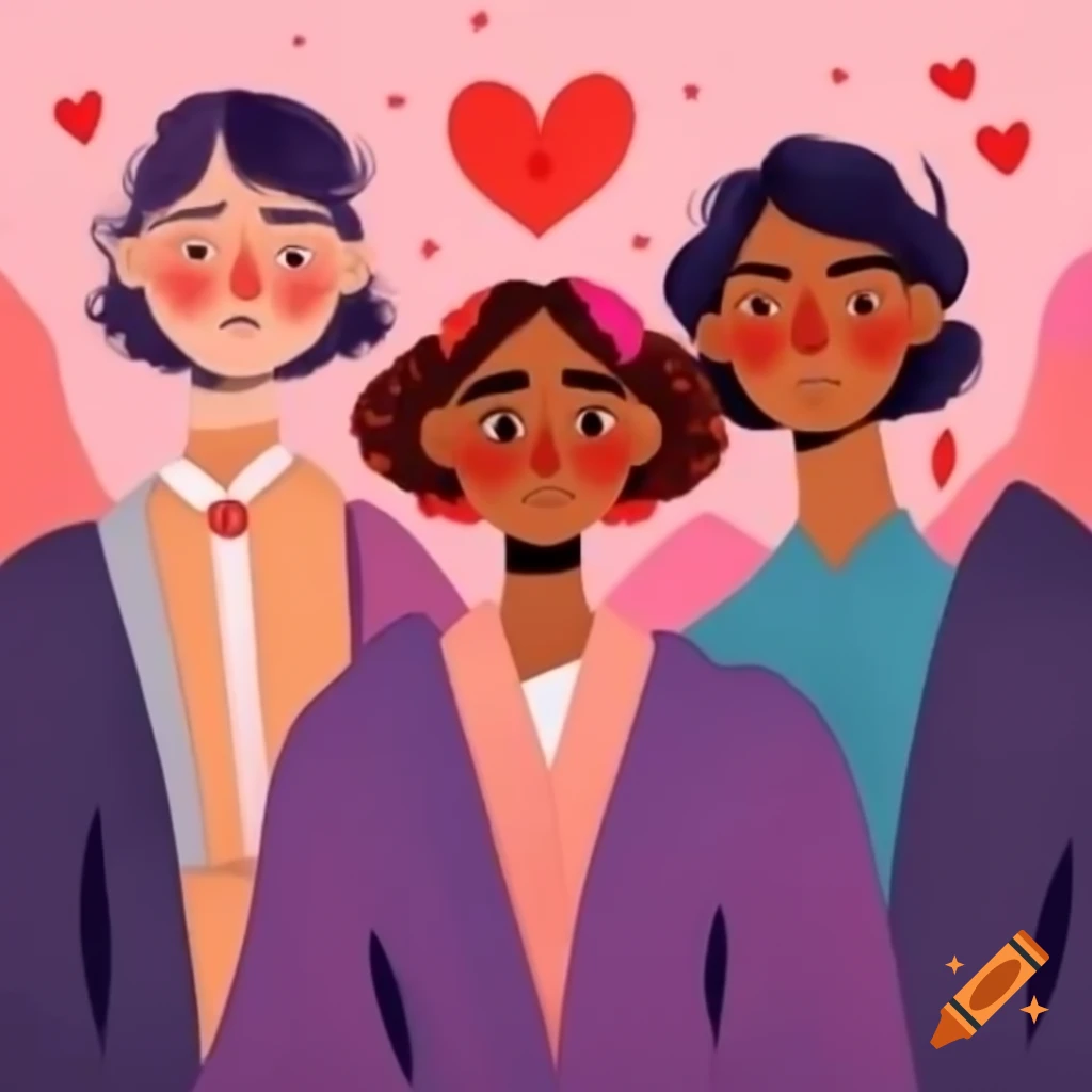 Three hopeful brothers in a colorful beautiful landscape