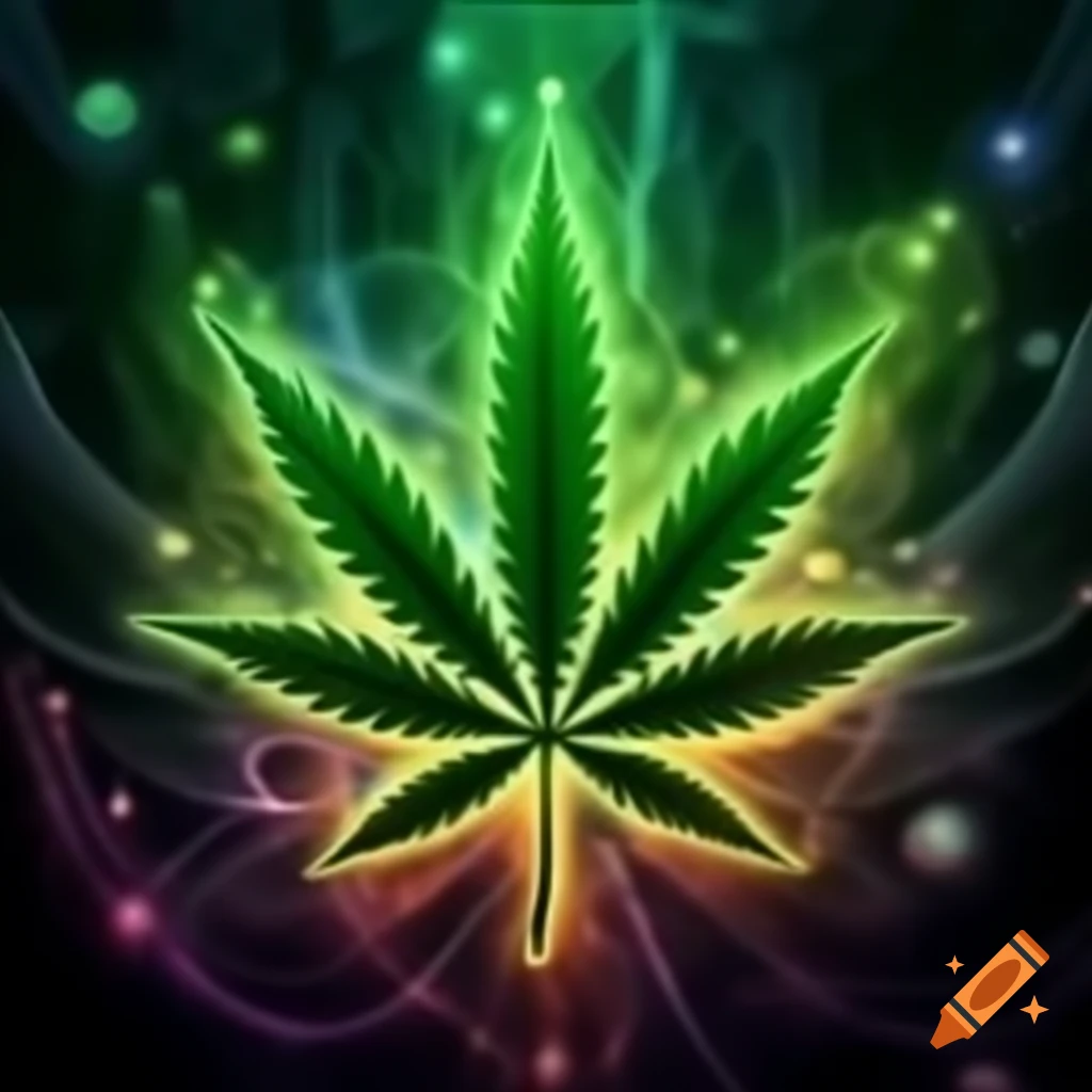 Psychedelic background with marijuana leaf design