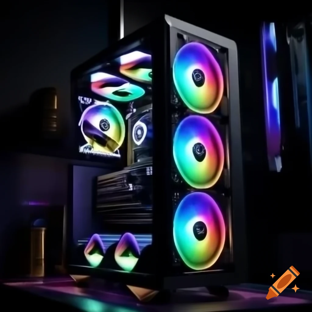 Sleek modern PC with RGB lights and luxurious design elements