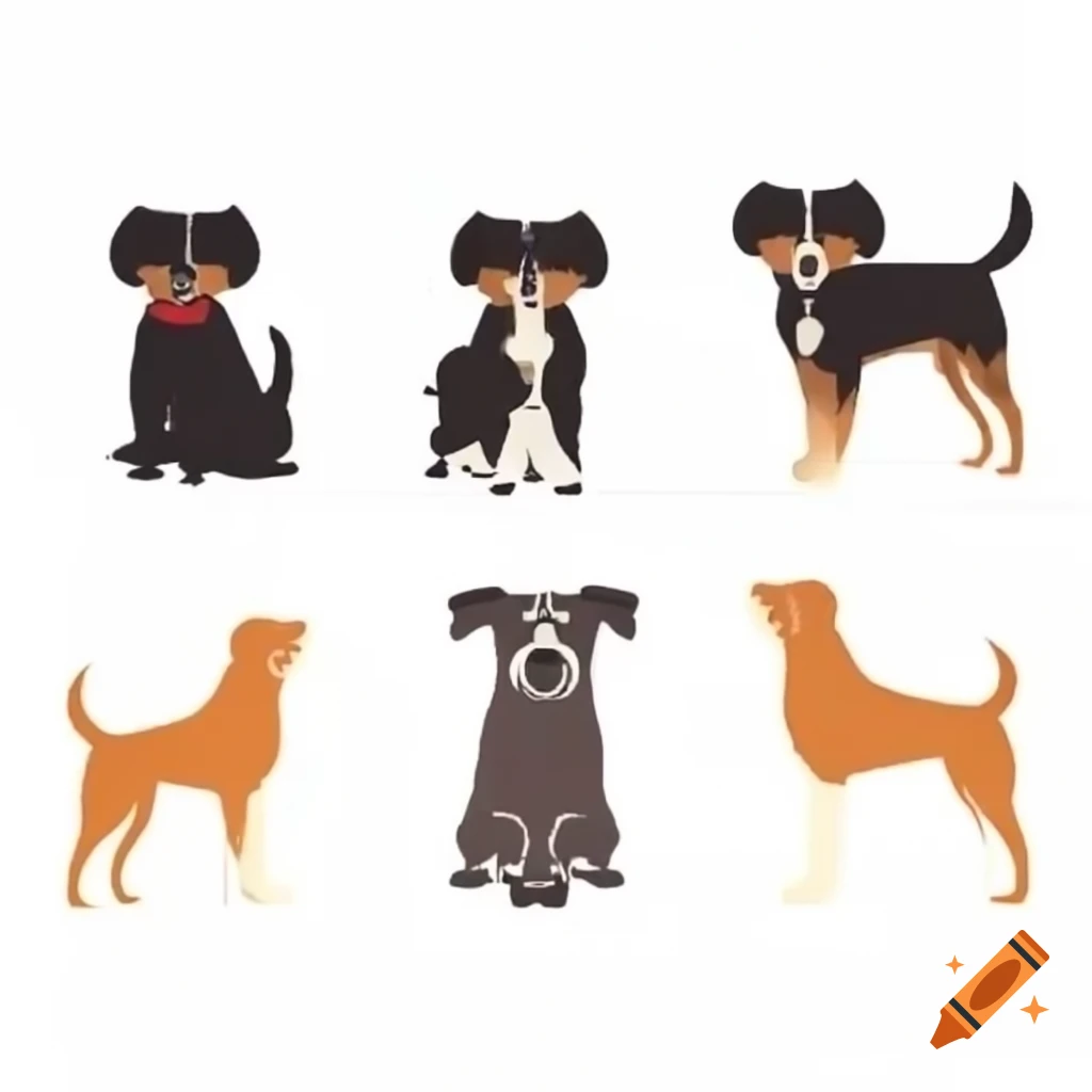 Five dogs together in one image
