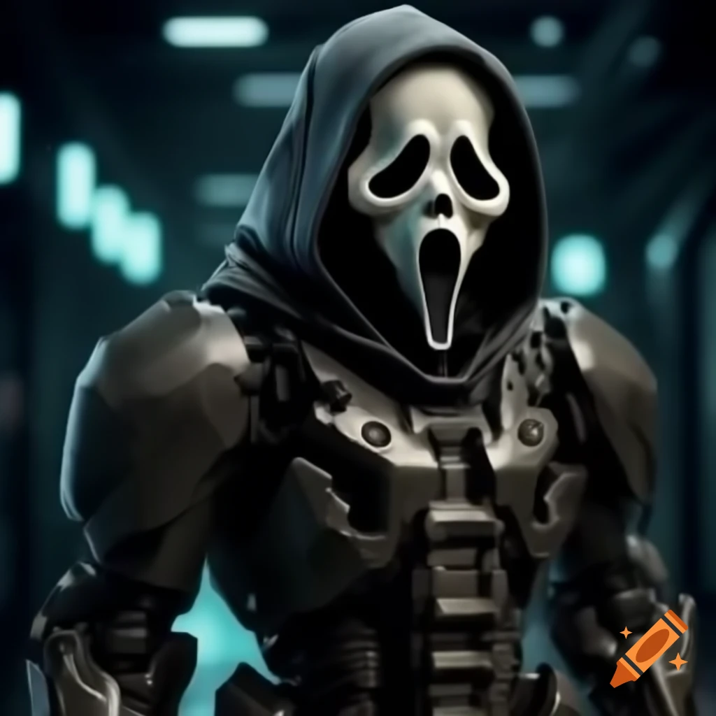 Cyberpunk GhostFace robot armor design