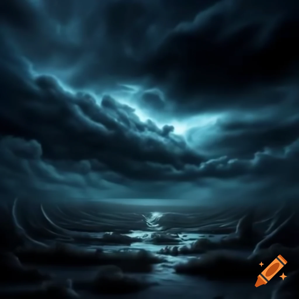 Dark and stormy psychedelic night sky