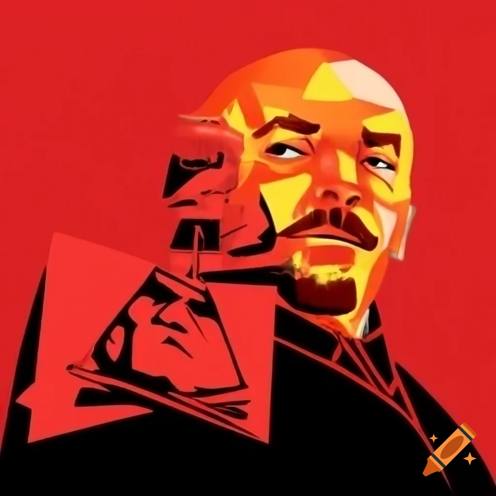 Constructivist avant garde art featuring lenin on craiyon