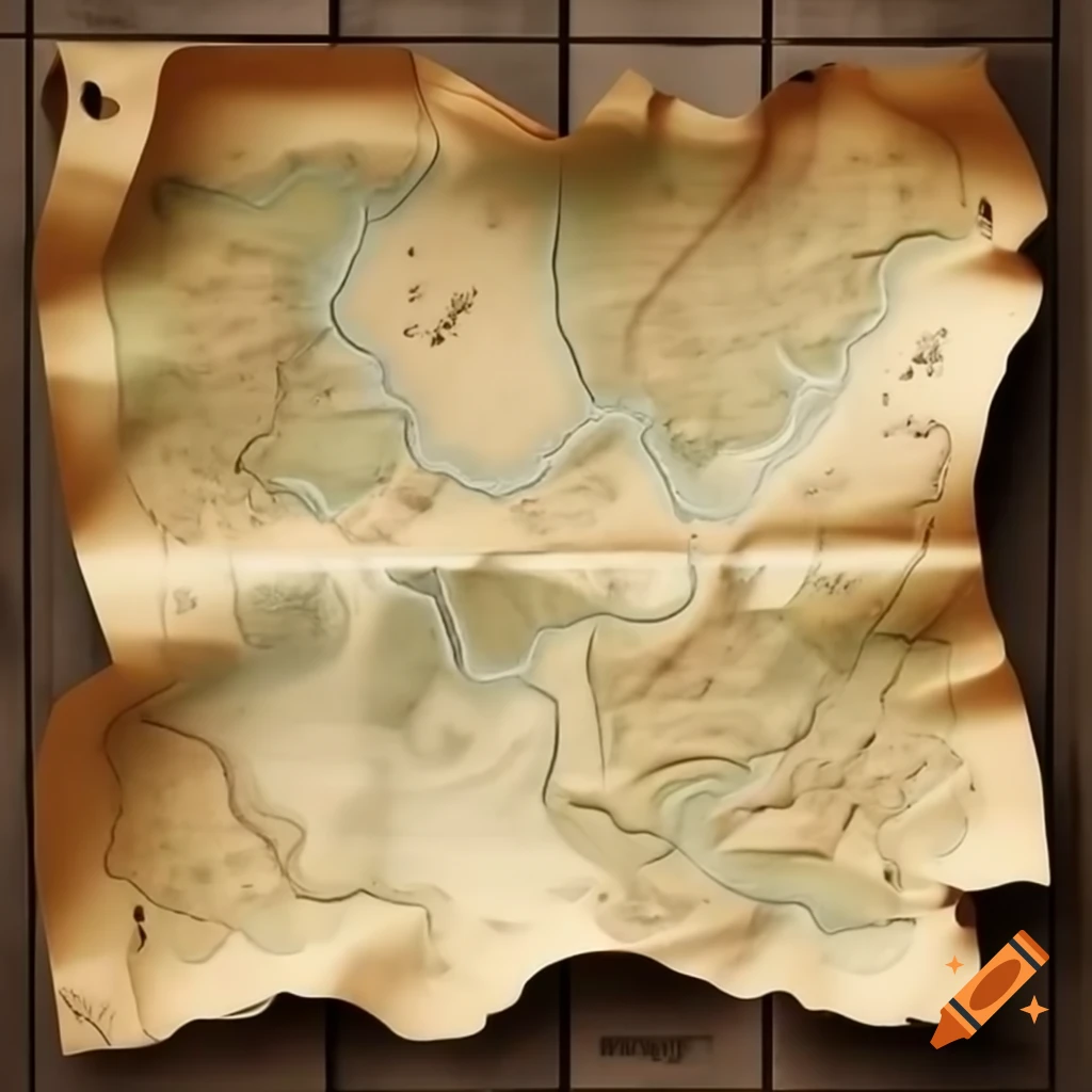 Old explorer's map with parchment texture and frayed edges