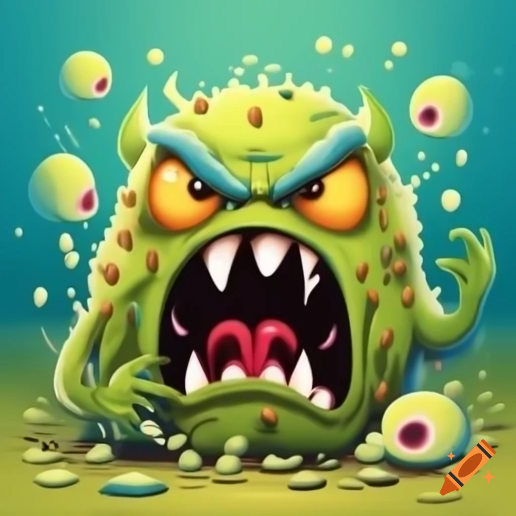 Humorous depiction of a monster humorously farting