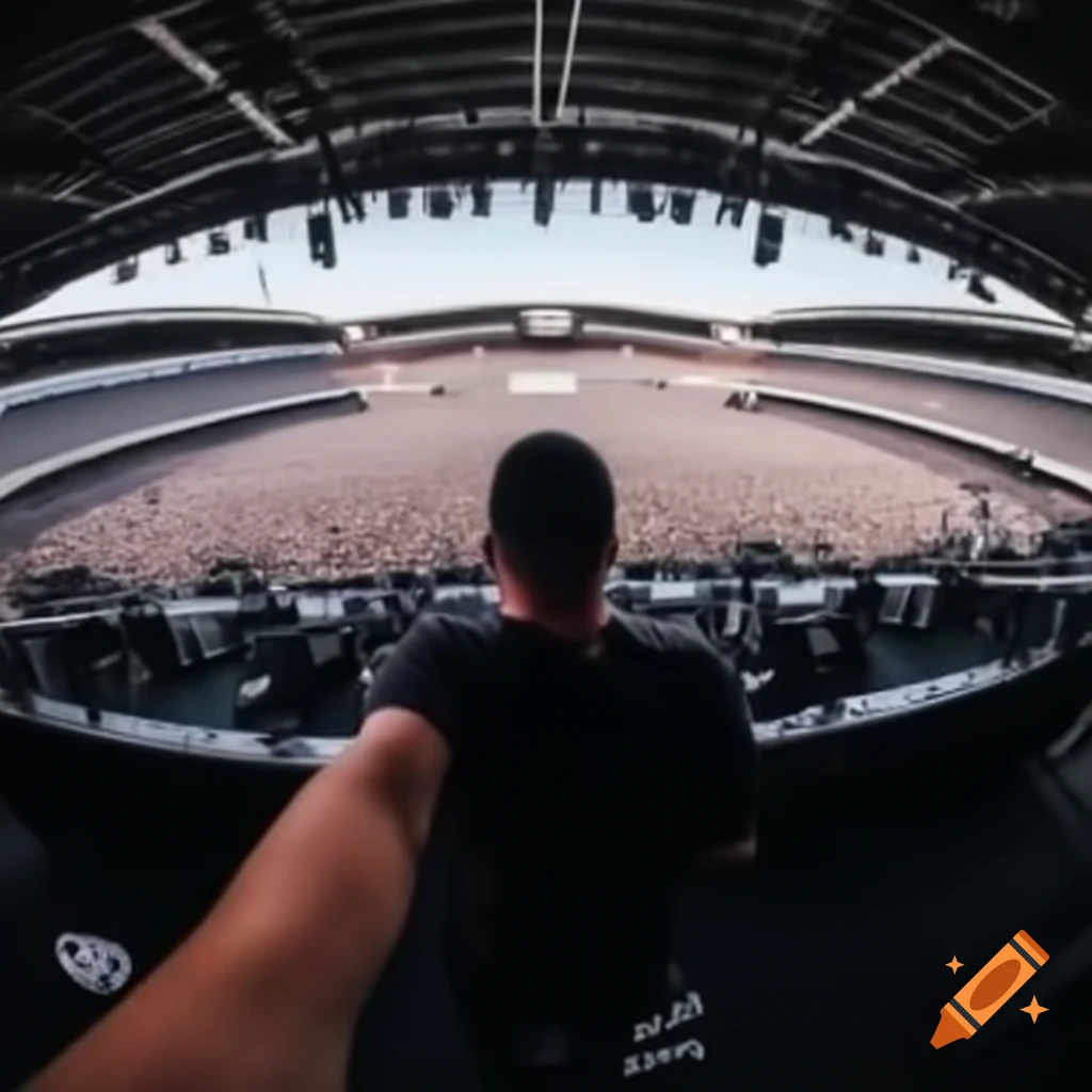 Perspective from rock band performing live at stadium concert