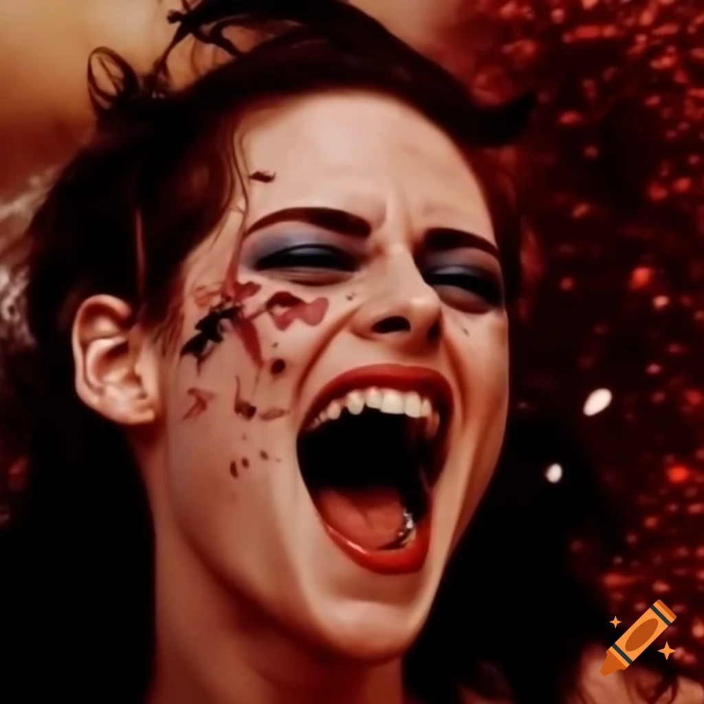 Kristen Stewart laughing with joy, head thrown back and eyes sparkling