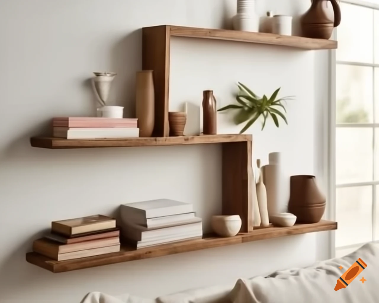 Contemporary boho shelf decor showcasing stylish design