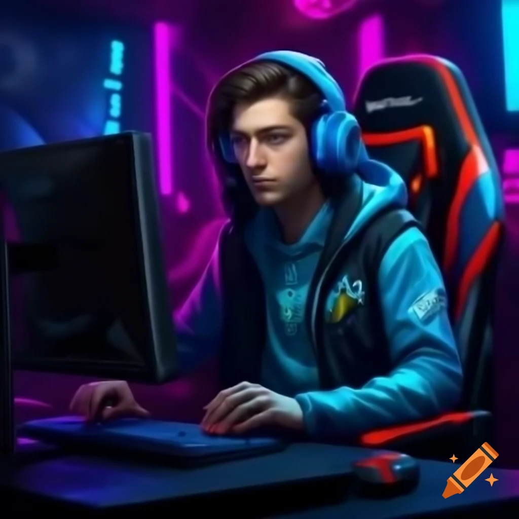 Gamer engaged in playing video games