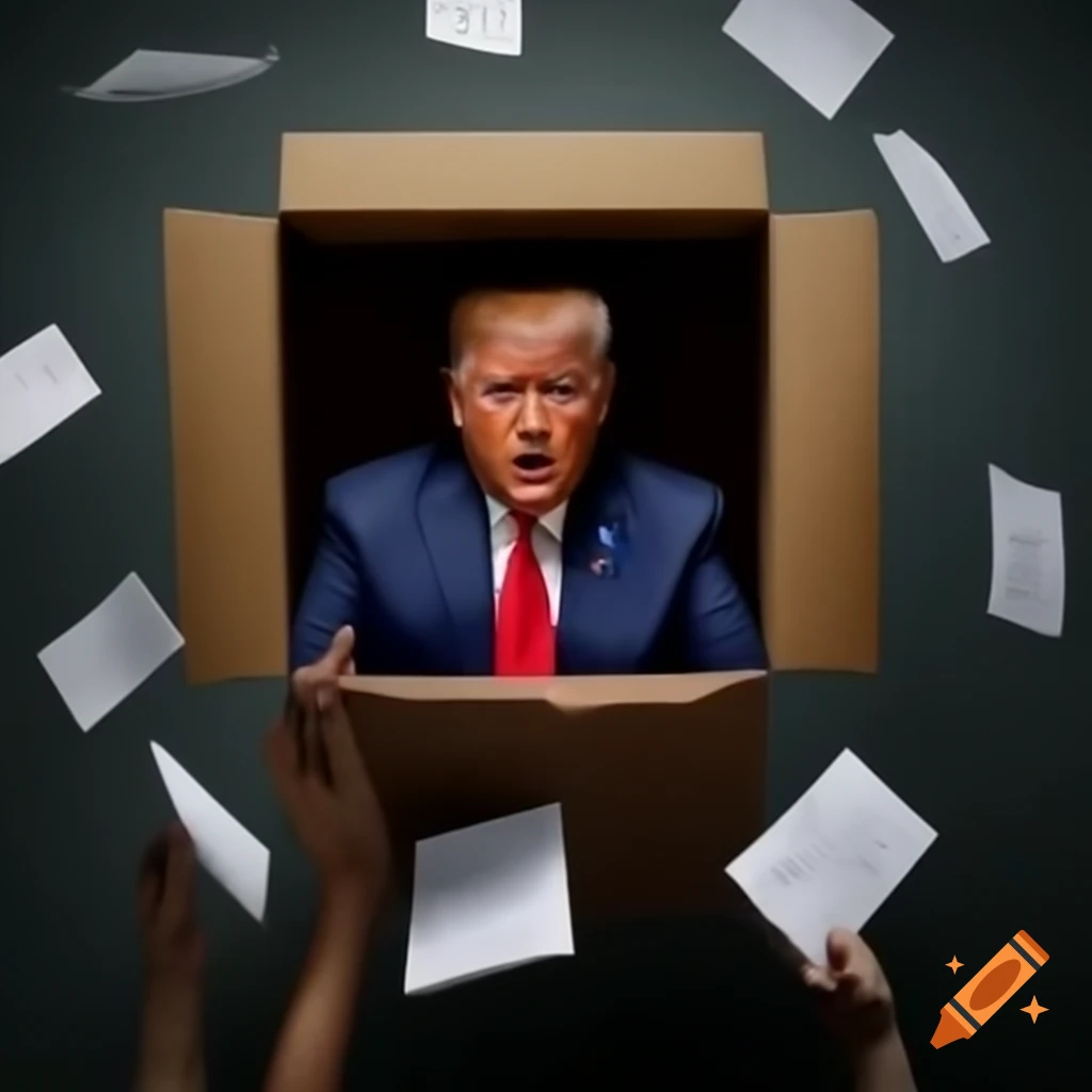 Photorealistic scene of Melania Trump presenting box to Vladimir Putin
