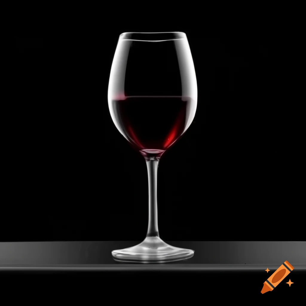 Red wine glass on a black background