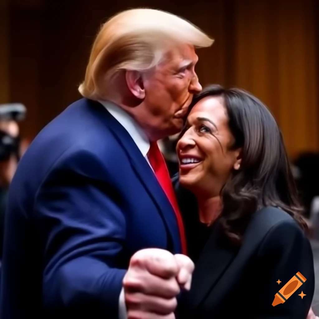 Political satire depicting a fight between Trump and Kamala