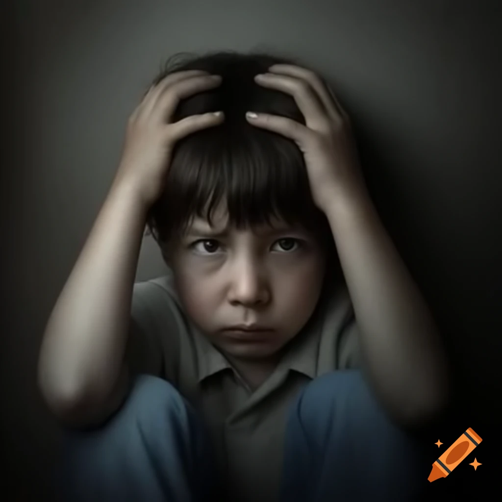 Sad child sitting in a corner