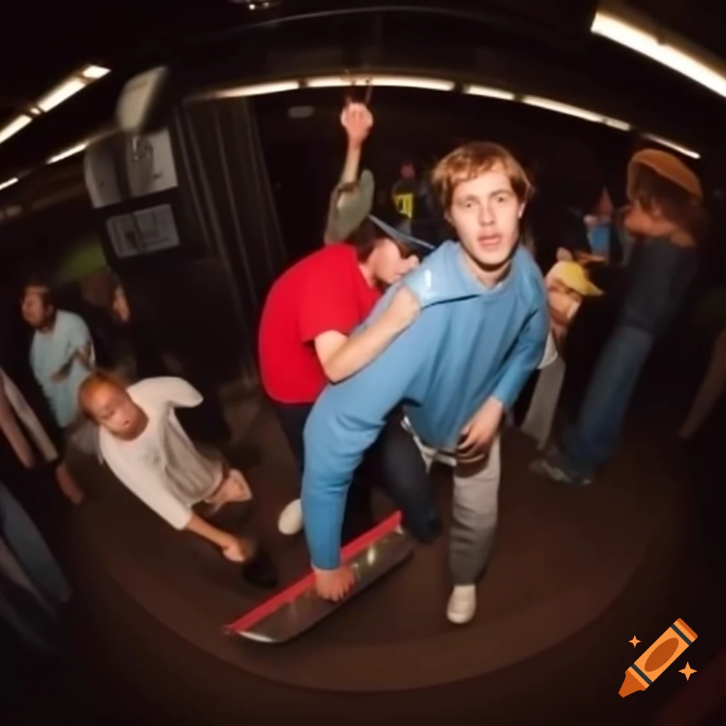 Skateboard accident involving three people during a techno free party