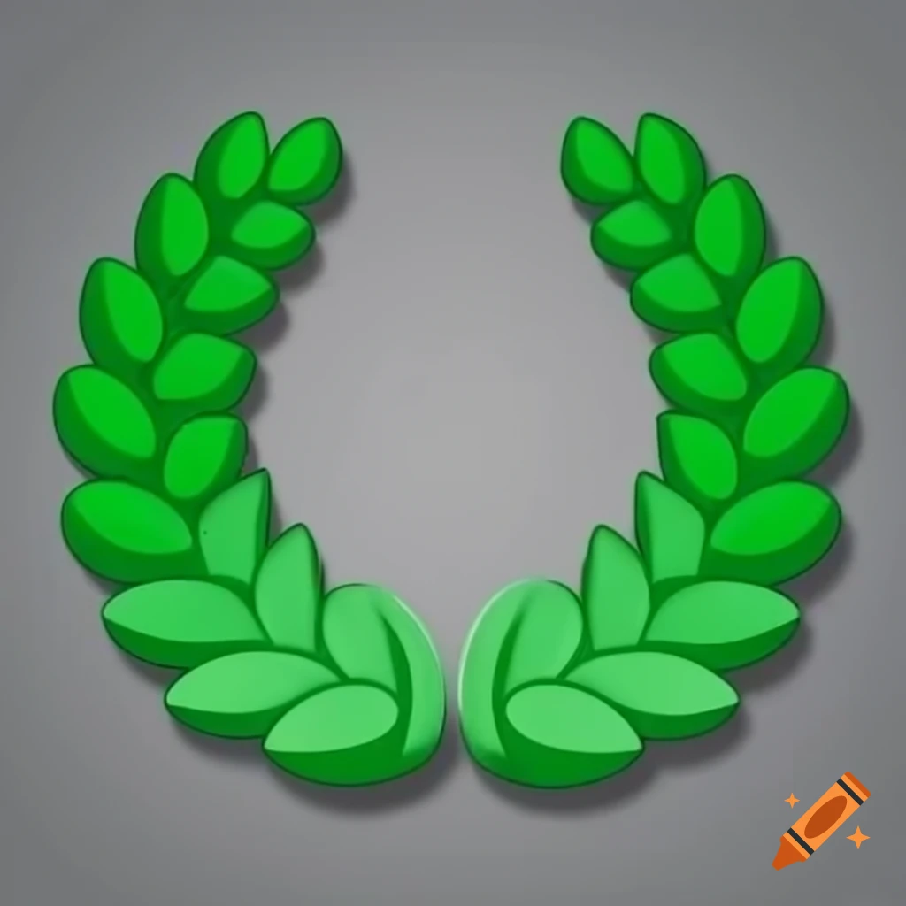 Green laurel wreath designed as a tubular metal software icon