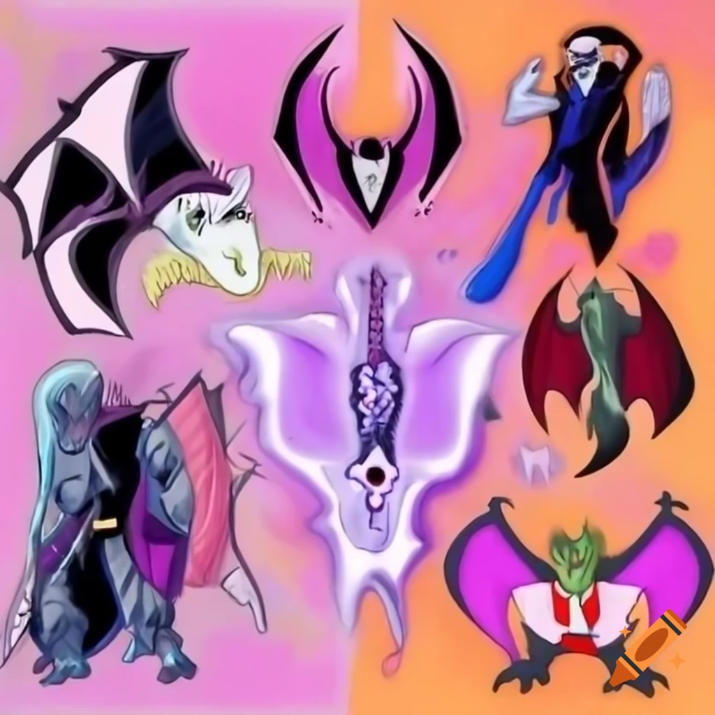 Colorful alien designs of warrior bat turtle inspired by Mike Mignola and Ben 10