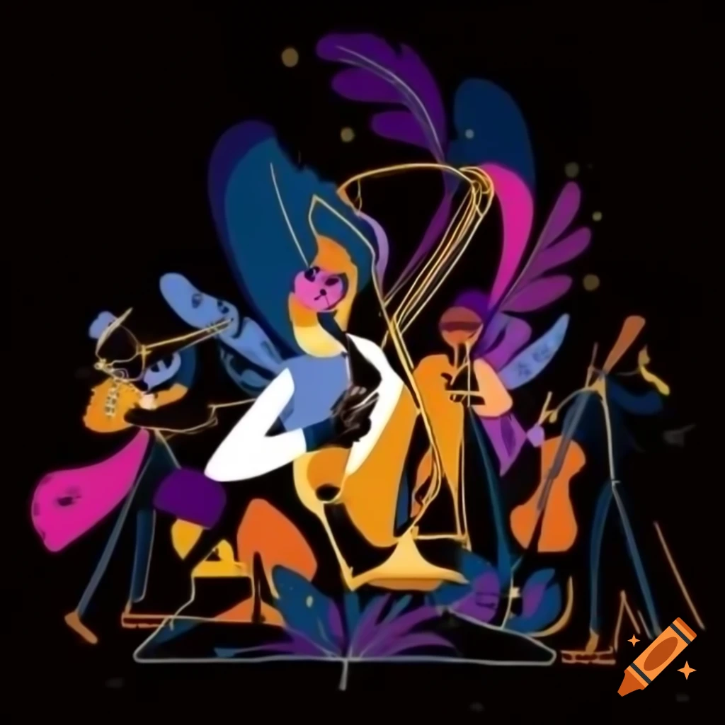 Elegant logo for jazz quarter 'PARIS-LA PAZ' with jazz-inspired illustrations