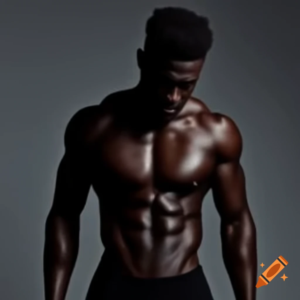 Athletic black man with an oily appearance