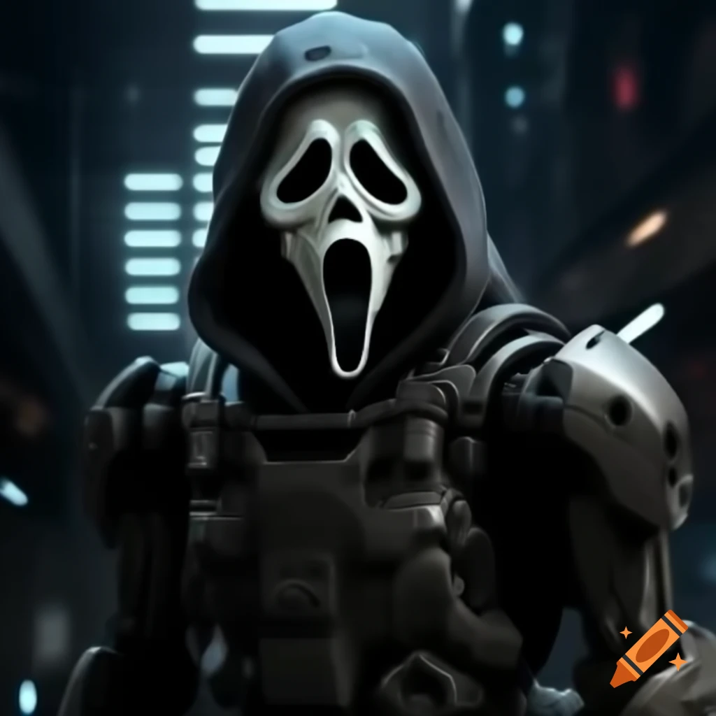 Cyberpunk GhostFace robot armor design