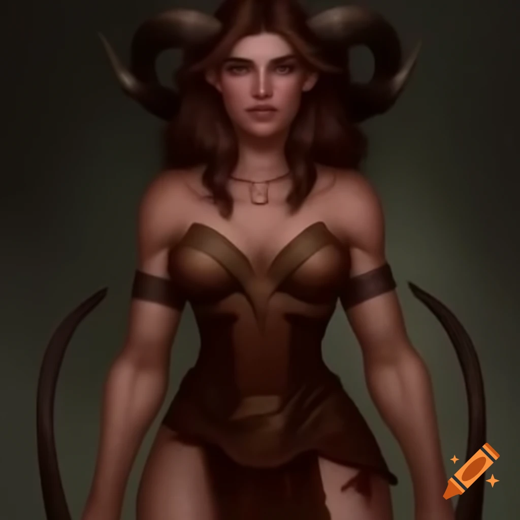 Full body woman satyr in a fantasy setting