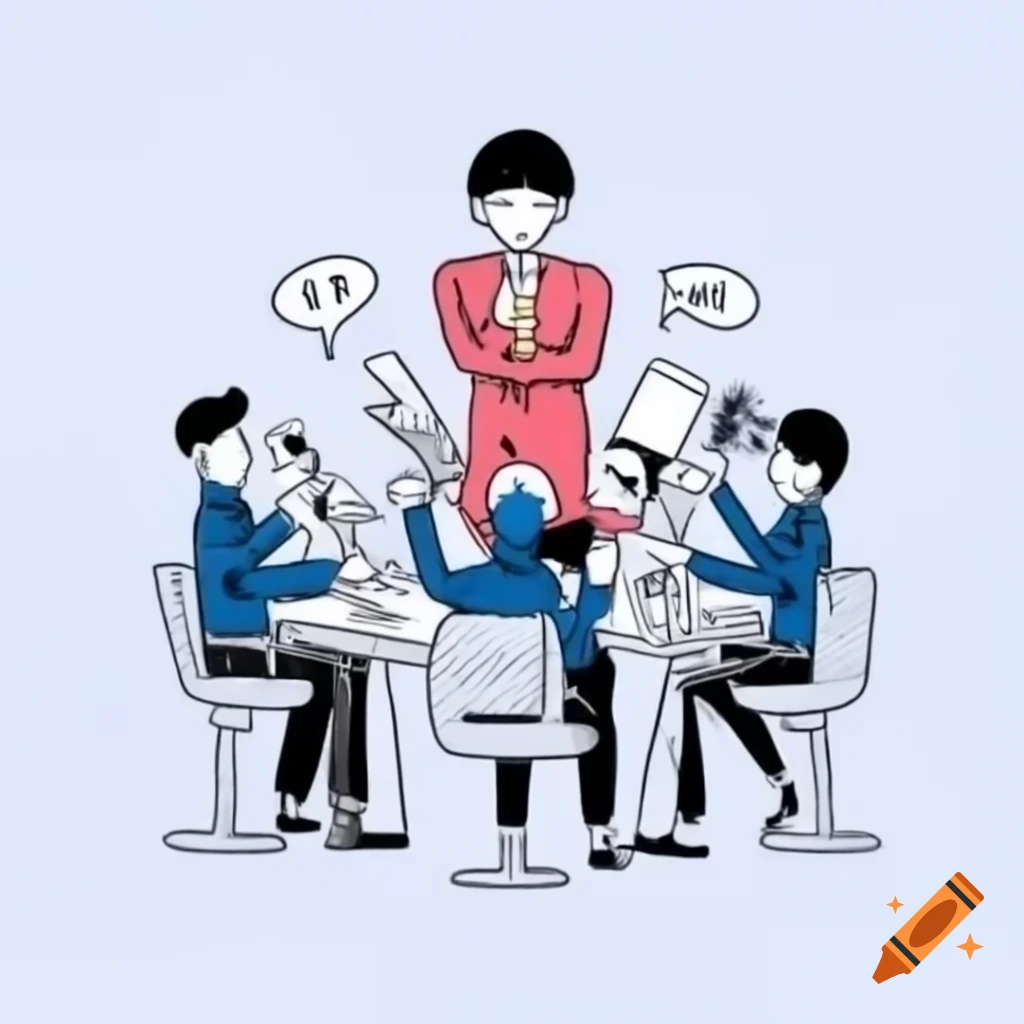 Customer interacting with multiple company representatives in discussion