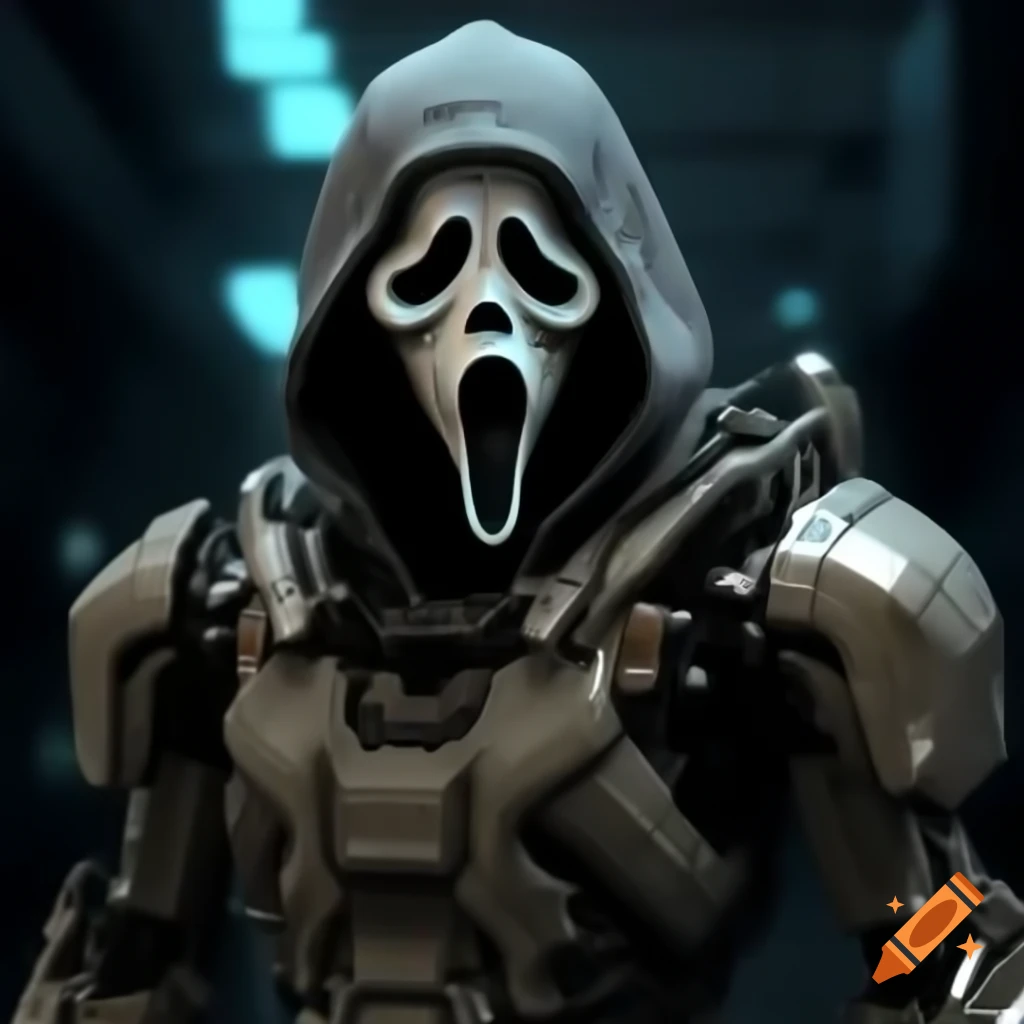 Cyberpunk GhostFace robot armor design