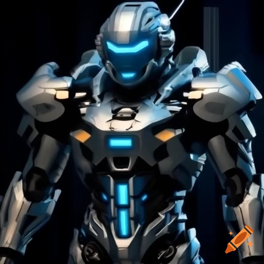 Futuristic exosuit showcasing metallic hues and advanced technology