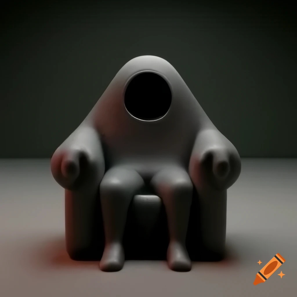 Boxy throne designed as a hollow seated figure