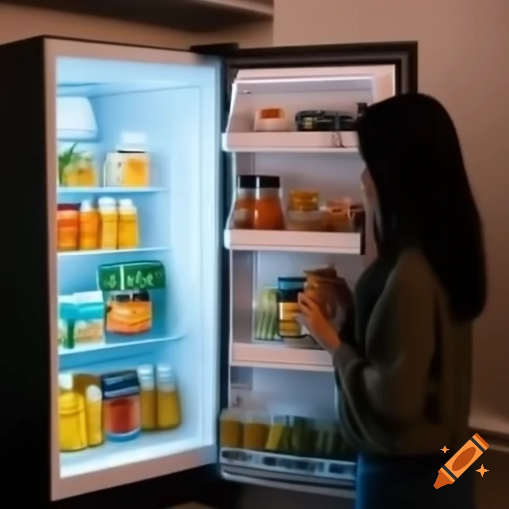 Woman placing saffron in refrigerator