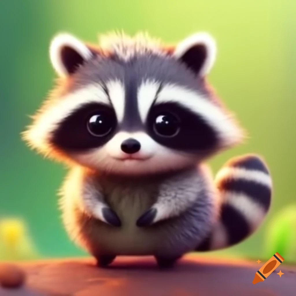 Adorable kawaii raccoon with a pudgy appearance
