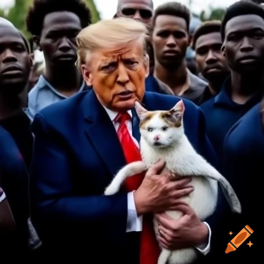 Character running with humorously chased by people holding a cat and a goose