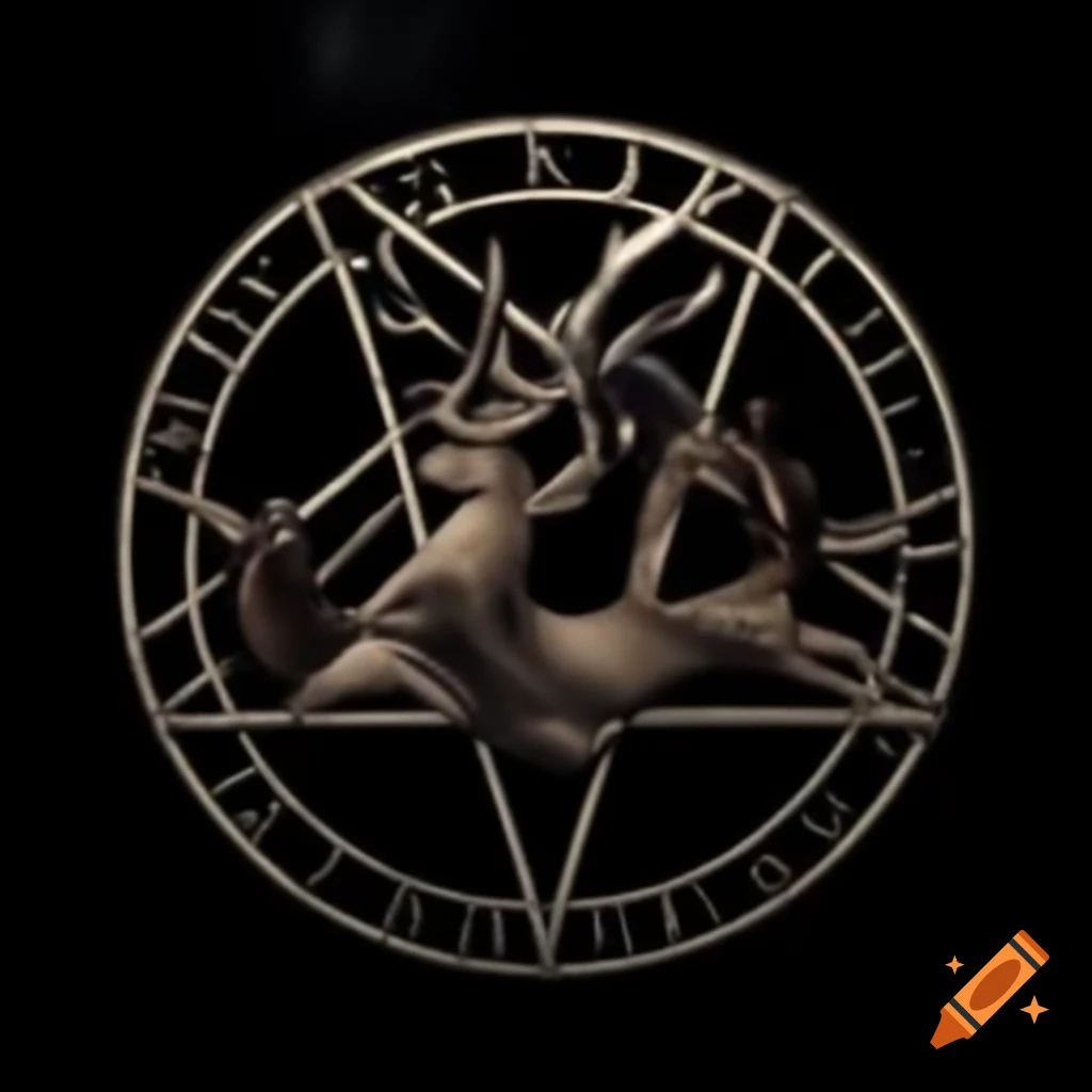 Pentagram symbol with deer imagery