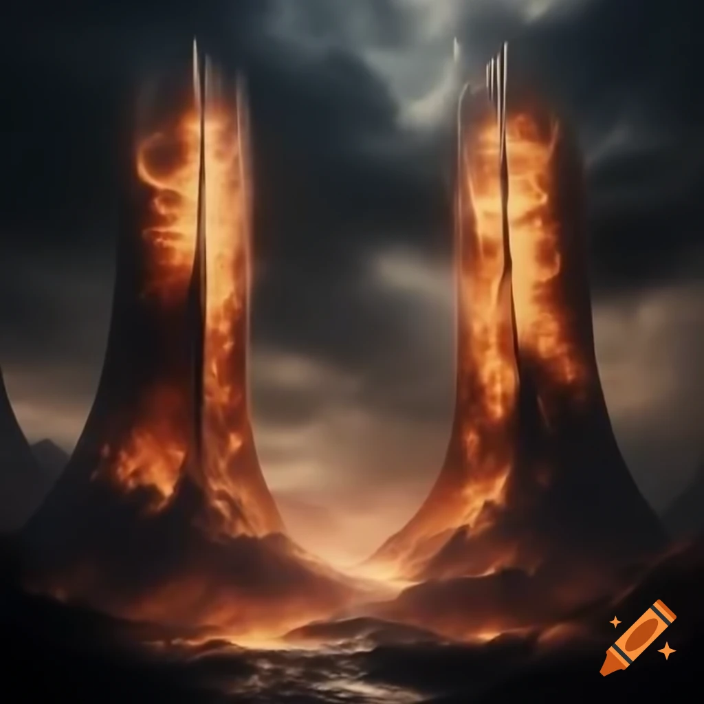 Two towers engulfed in flames