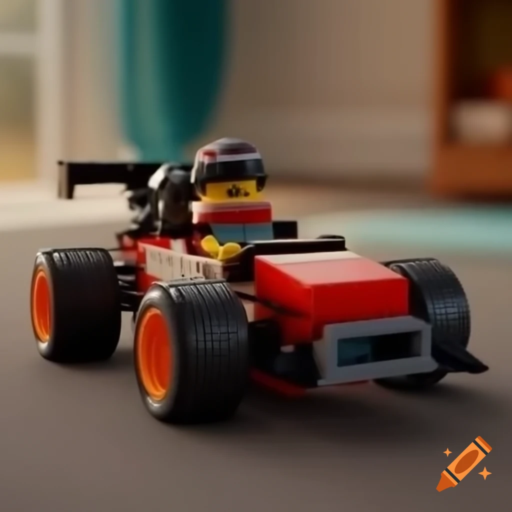 Lego race car model in bright colors