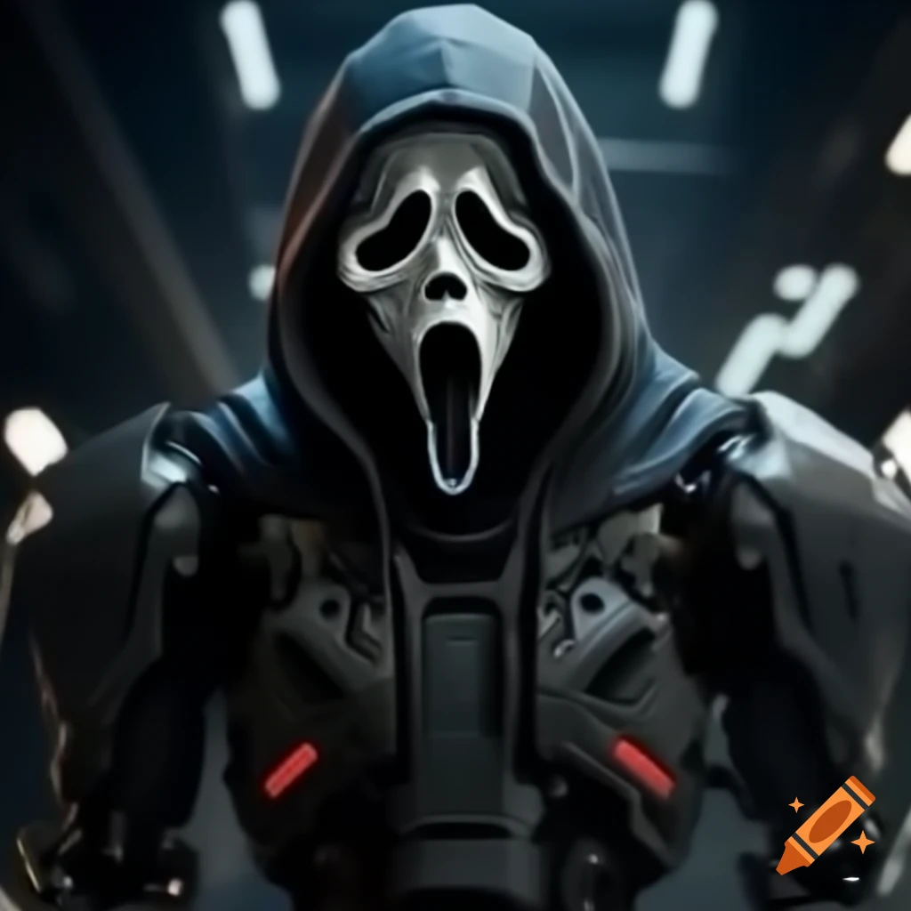 Cyberpunk GhostFace robot armor design