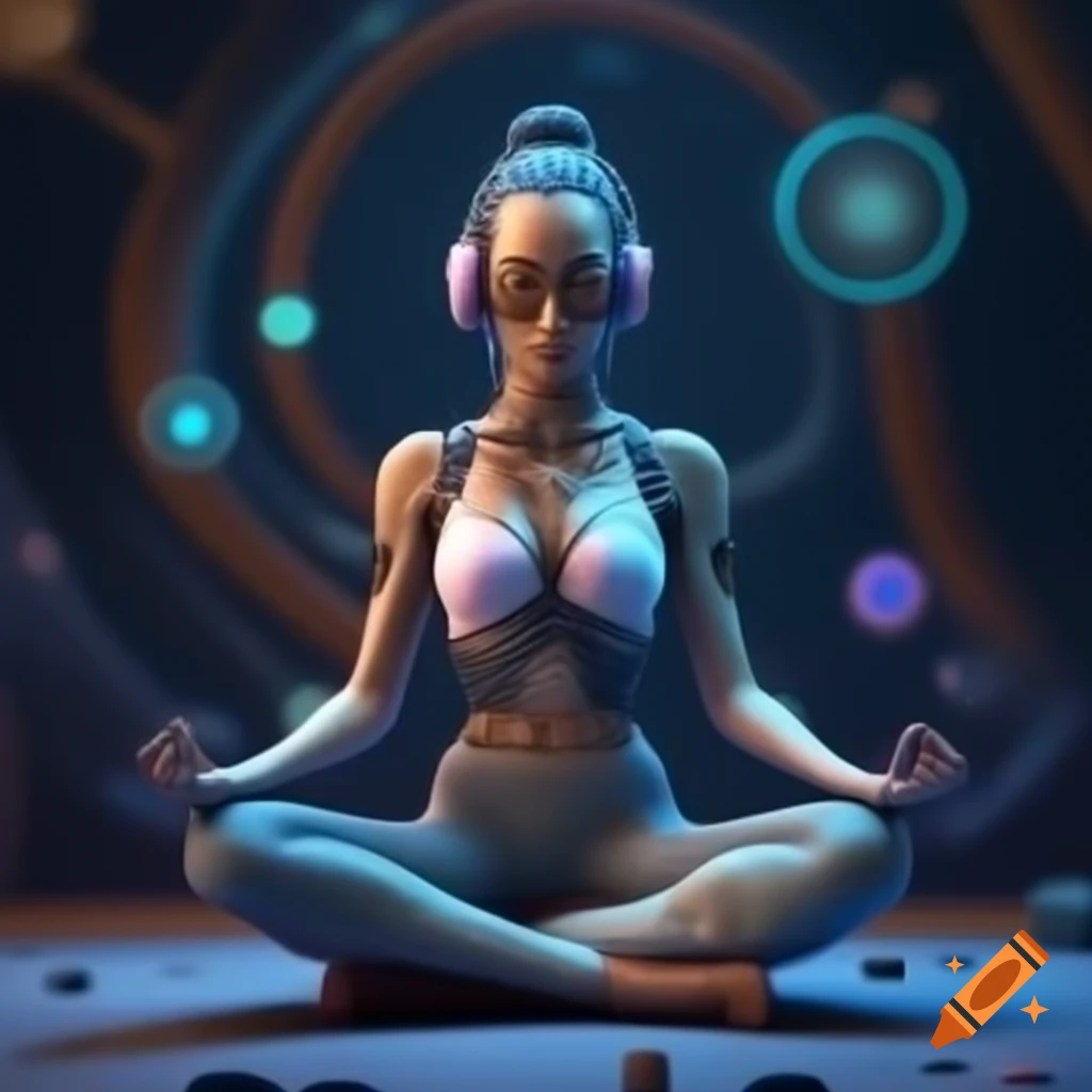 Futuristic concept of yoga practice