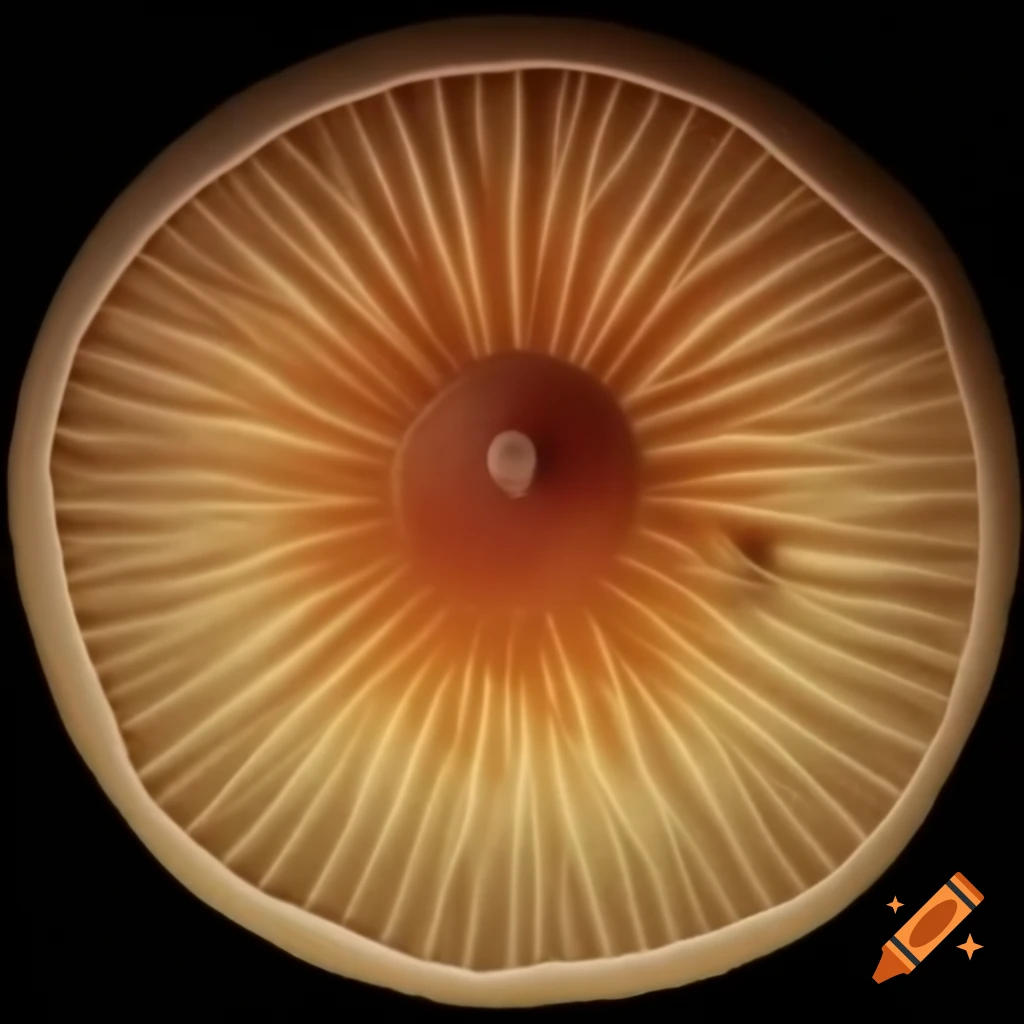 Macro photograph of mushroom showcasing detailed pores