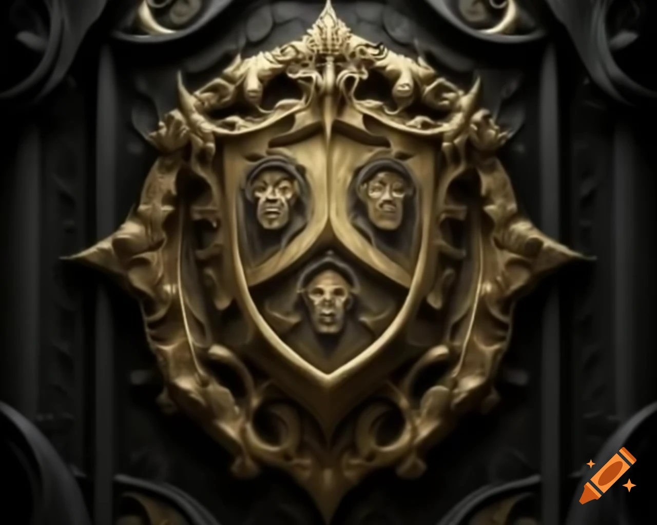 Gilded gothic horror family crest design