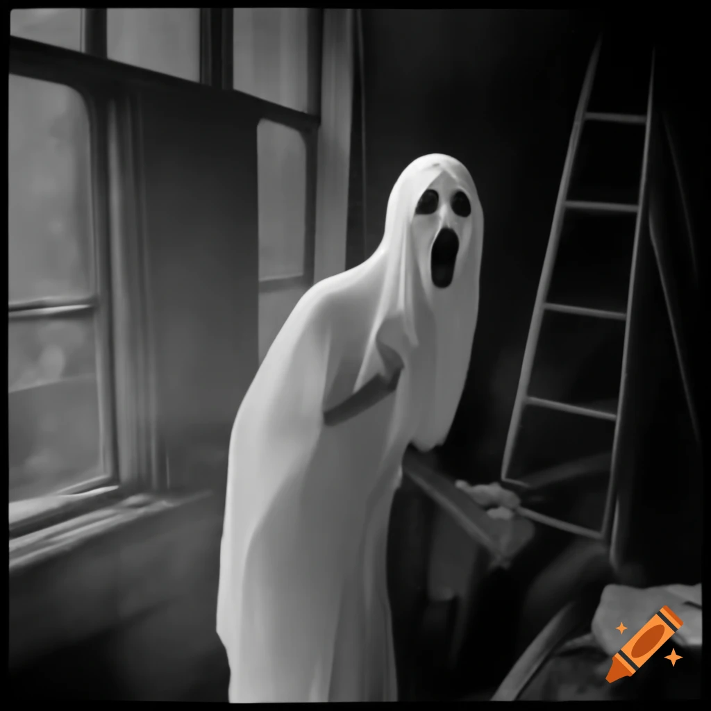 Ghostly woman in low-quality 1940s photograph with experimental damage