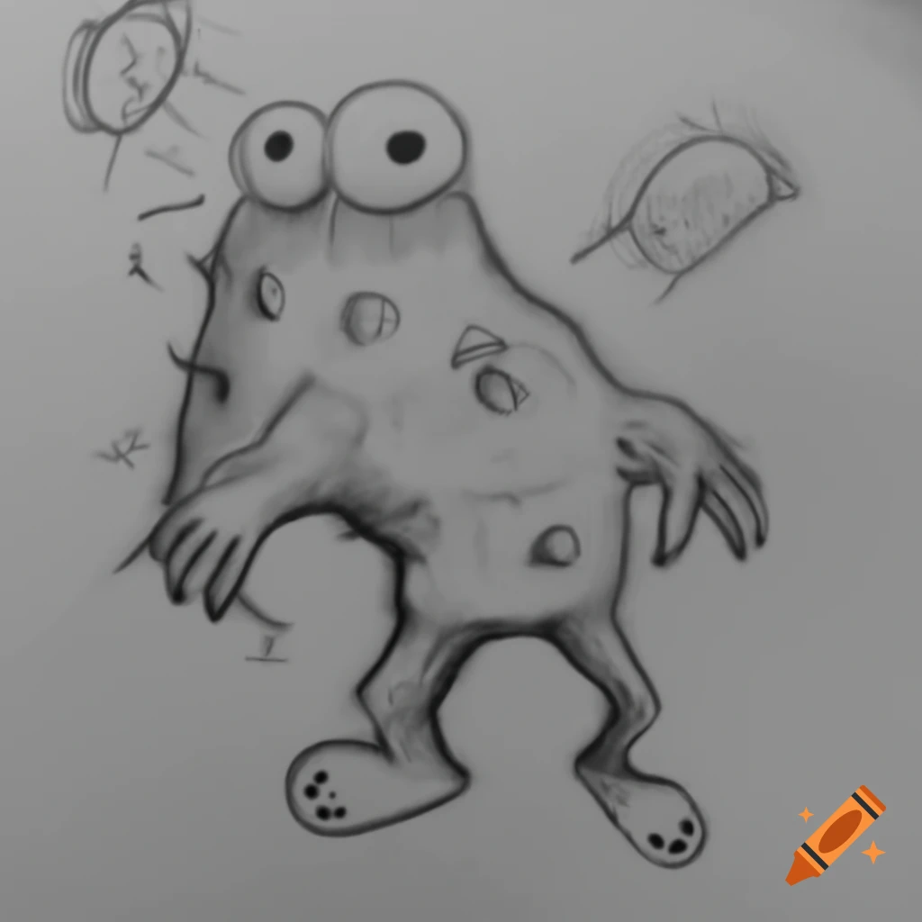 Humorous depiction of a monster humorously farting