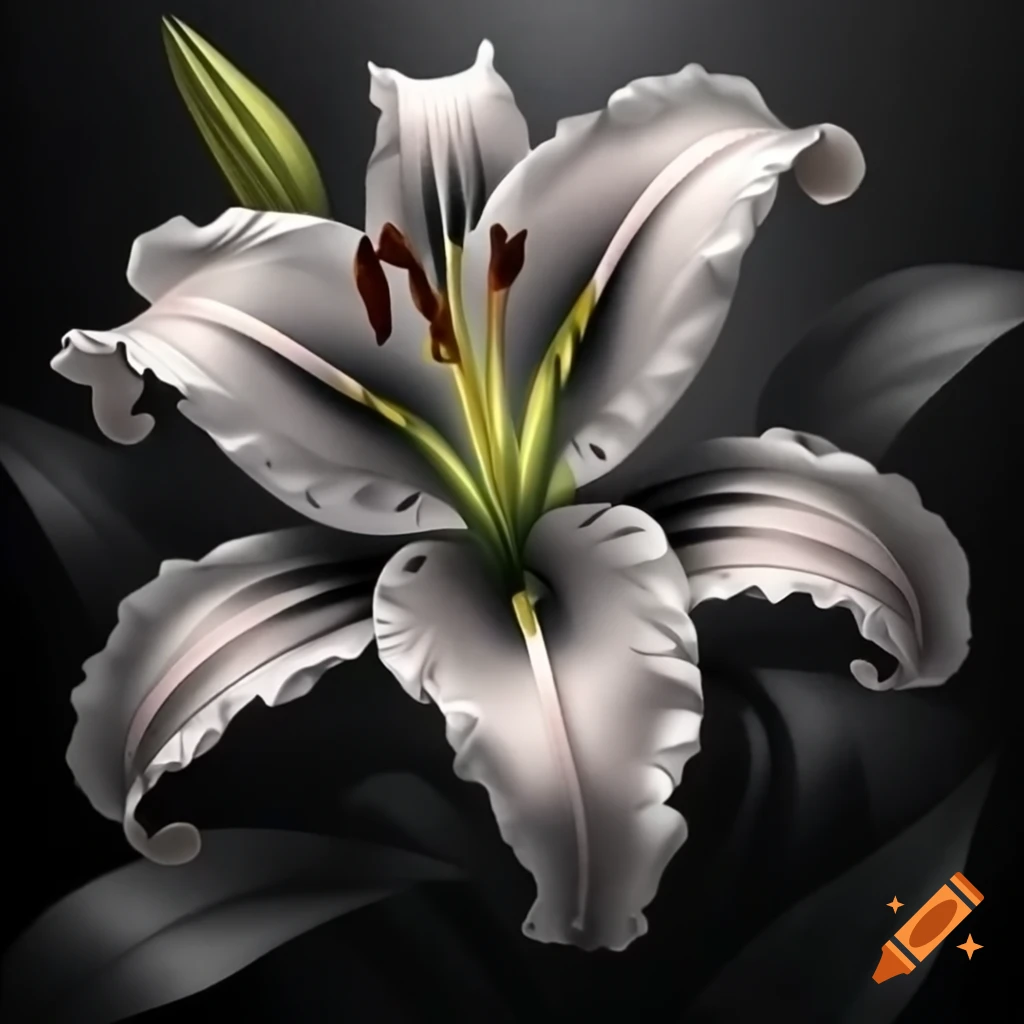 Realistic black and white lily tattoo design for men