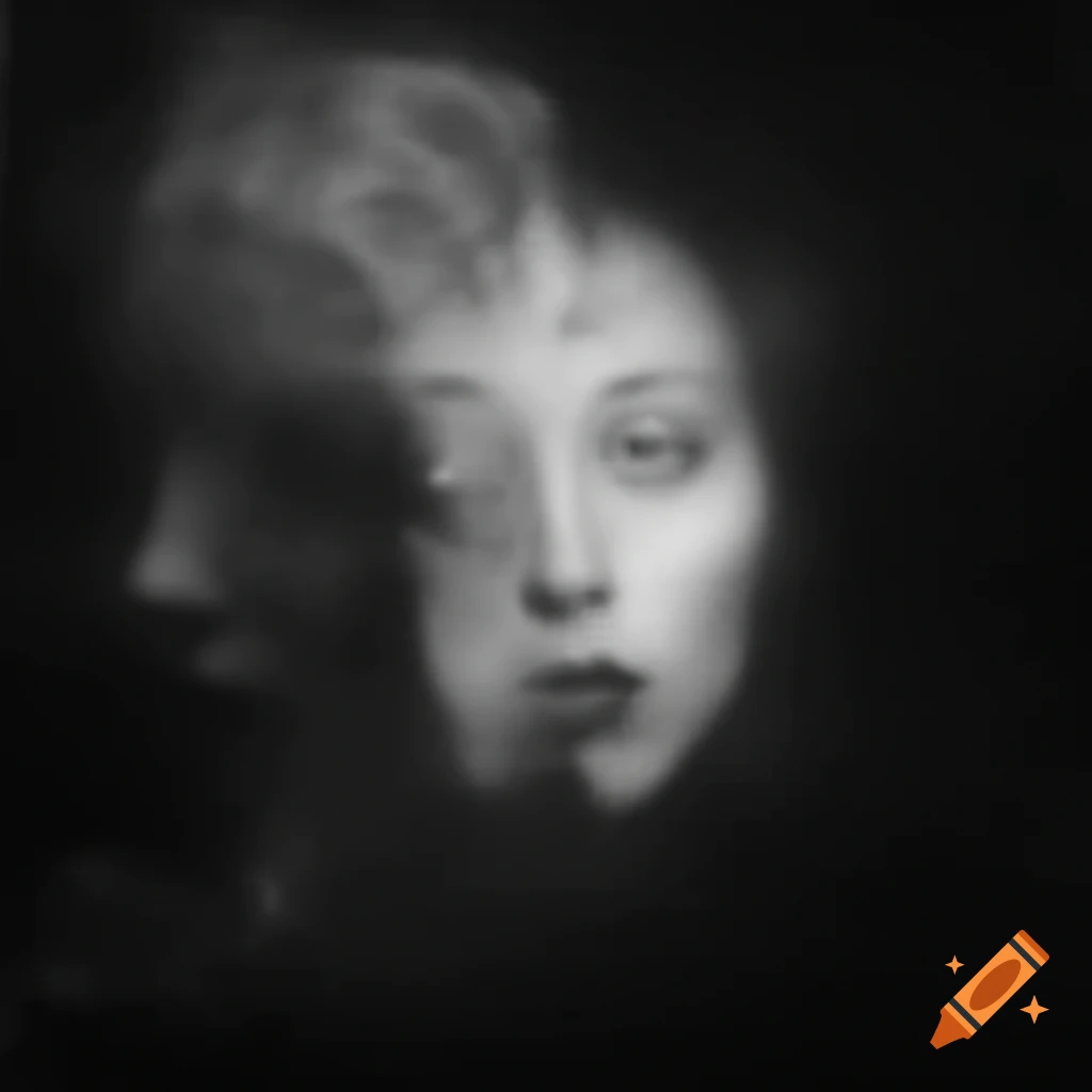 Ethereal ghostly image inspired by Francesca Woodman, with VHS grain and experimental damage