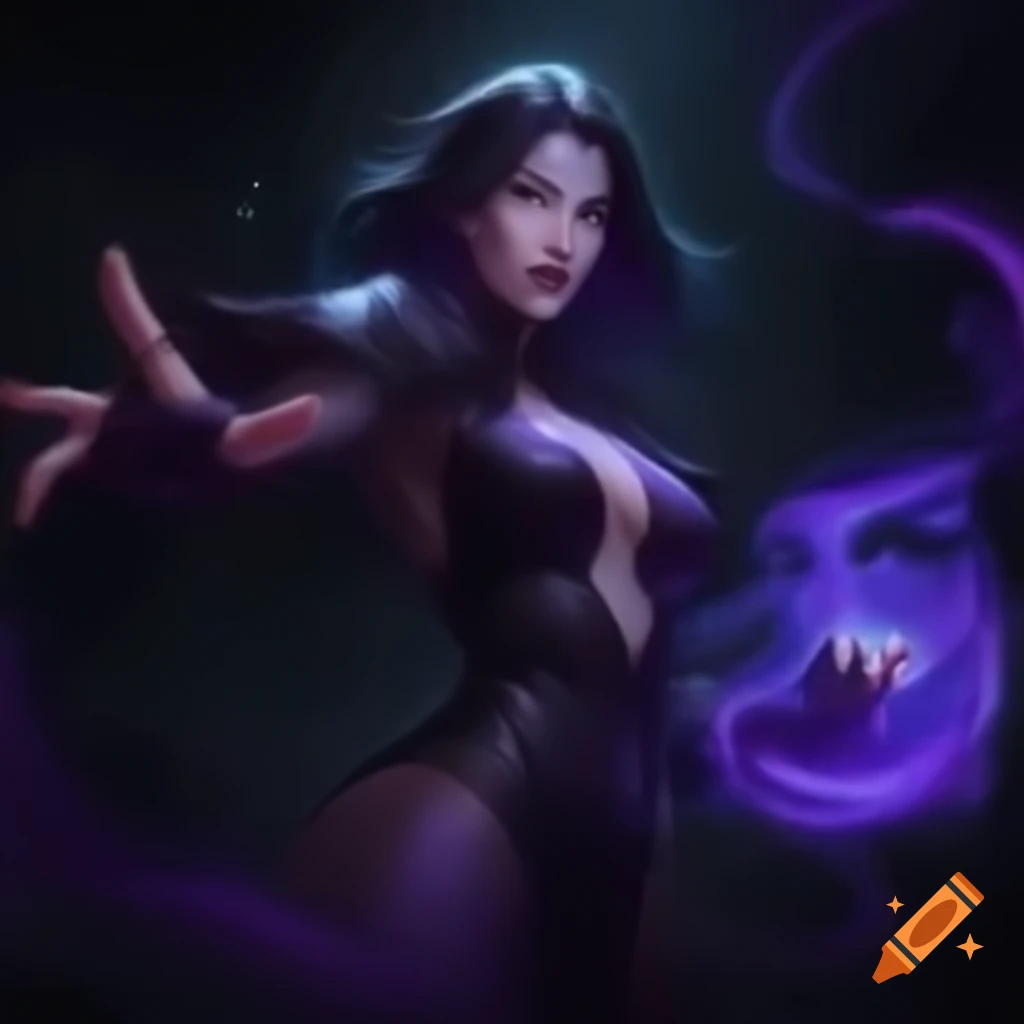 Dark magic woman warrior character